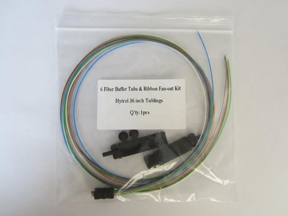 12 / 6 Fibers Ribbon Fan Out Kit 52'' Tubing Hytrel Cable 900μM 0.9mm