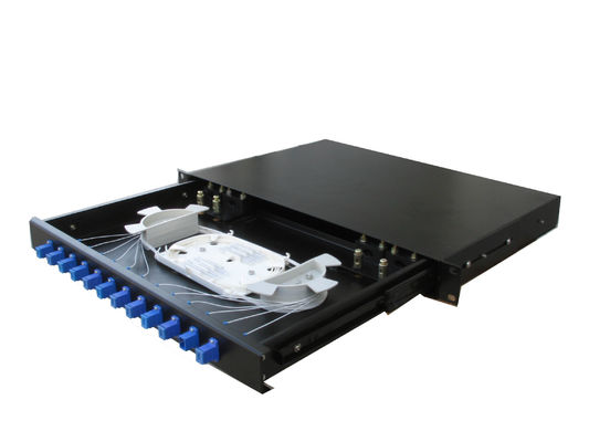 Slidable Rack mount Fiber Optic Terminal Box , Fiber Optic Patch Panel 12 / 24core