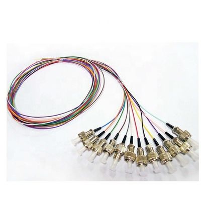 0.9mm Tight Buffer Fiber Optic Pigtail ST UPC Connector 12 Colors 12 Fibers
