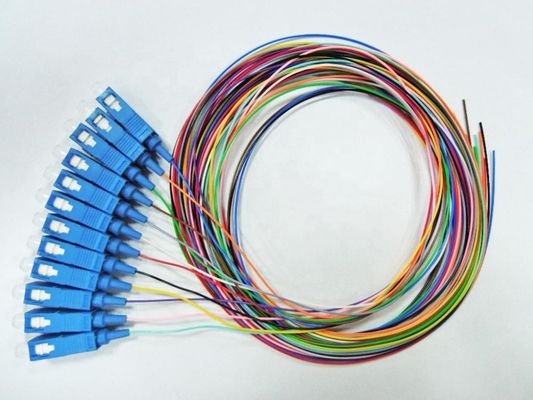 0.9mm Tight Buffer Fiber Optical Pigtail SC UPC Connector 12 Colors Single Model Pigtail