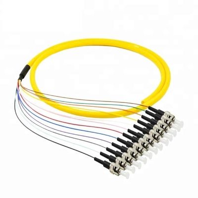 Multi Color Fiber Optic Pigtail / ST UPC Pigtail 12 Cores Bundle With ST Connector