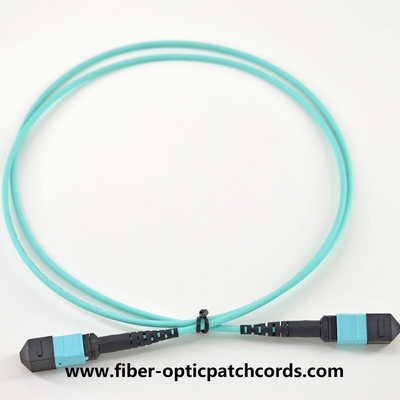8 12 24 Core Fiber Optic Patch Cord Low PDL OM3 MPO MTP Jumper Aqua Color