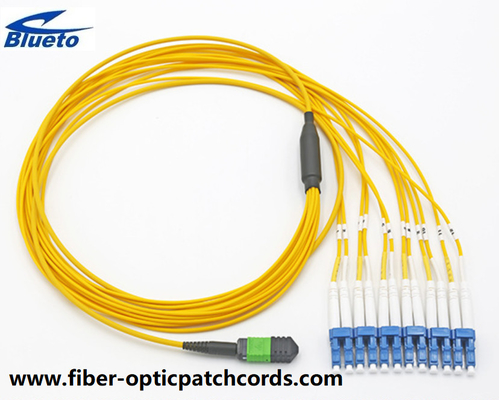 MPO To LC Fiber Optic Patch Cord SM 12core Yellow Single Mode LSZH Materila