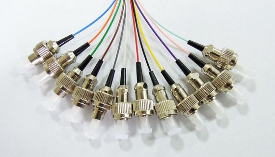 0.9mm Tight Buffer Fiber Optic Pigtail ST UPC Connector 12 Colors 12 Fibers